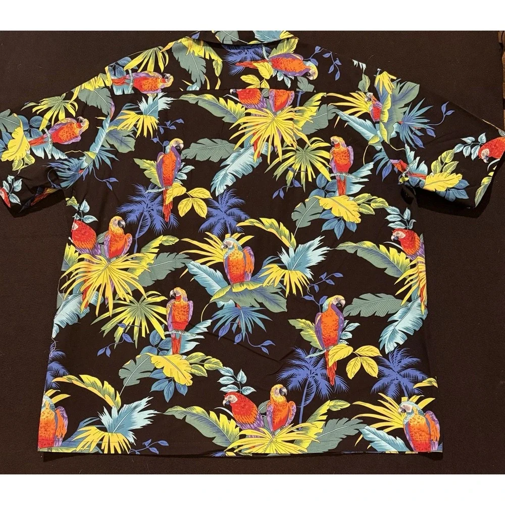 RJC Brand Jungle Parrots Cotton Hawaiian Shirt Mens‎ Size XXL